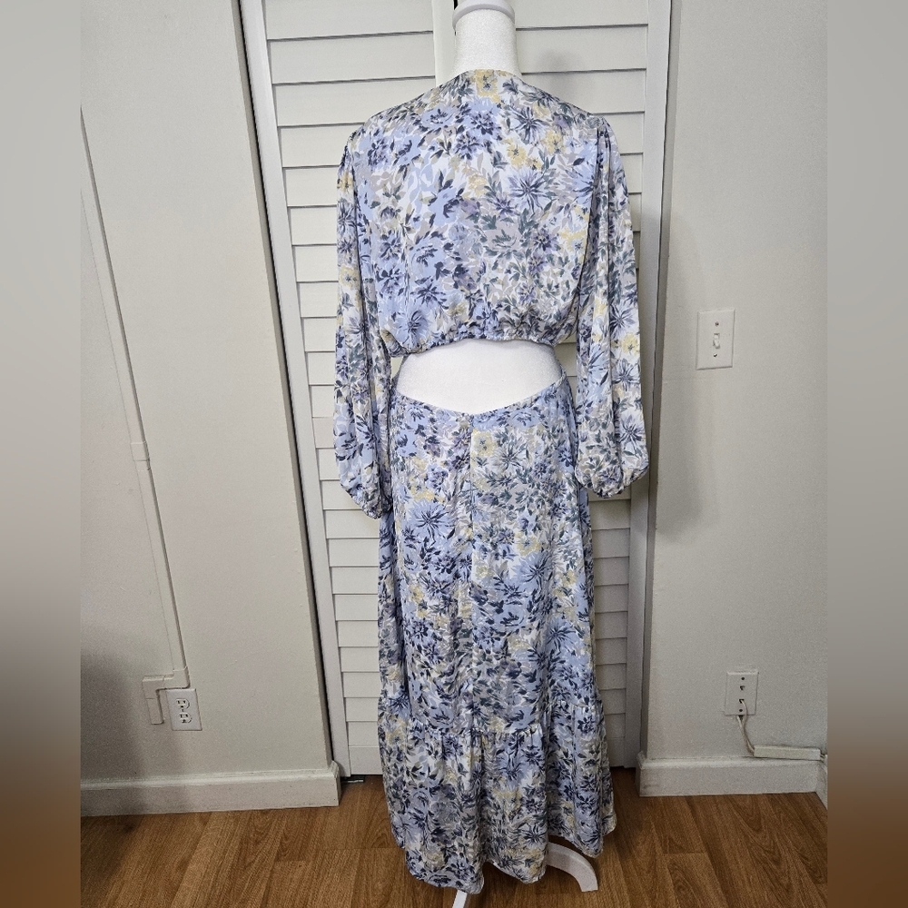 Floret Studio Blue Multi Floral Maxi Dress Size L - Picture 4 of 12